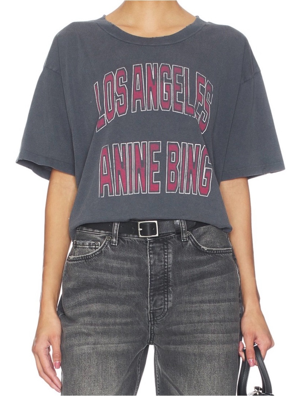 Anine Bing Johnny Cropped Tee - Picture 5 of 5